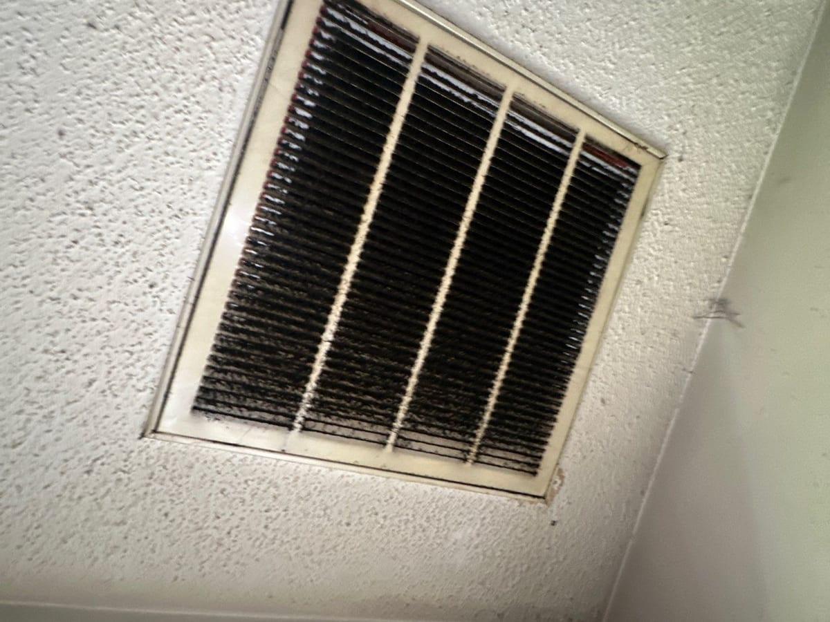 Smoke residue around a return-air vent